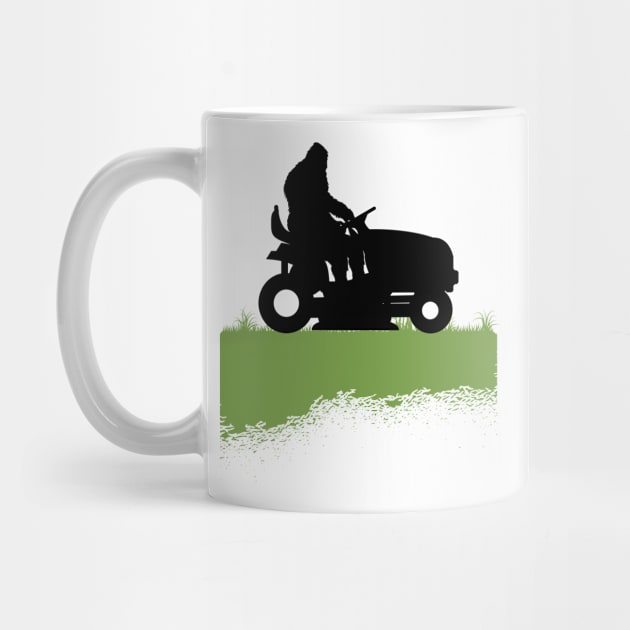 Bigfoot Riding Lawnmower Sasquatch Mowing The Lawn by Tesszero